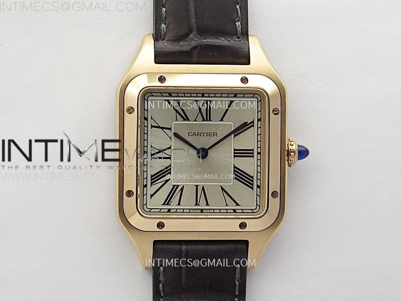 Santos Dumont 43.5mm RG F1F Best Edition Silver Dial on Brown Leather Strap Quartz